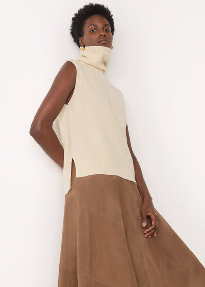 Ivory Roll Neck Detail Tank