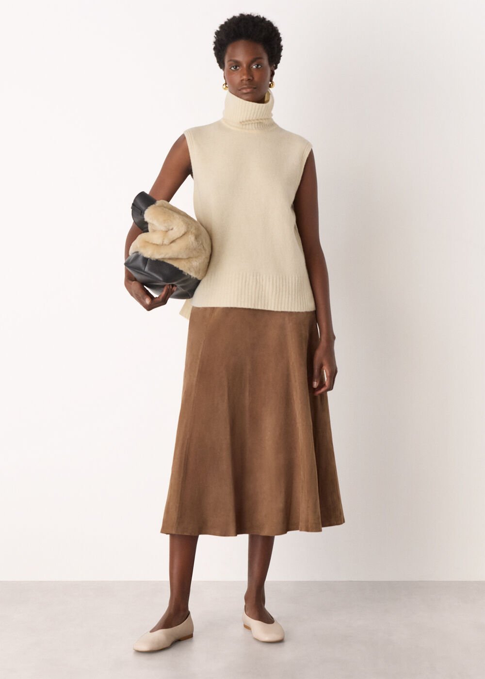 Ivory Roll Neck Detail Tank