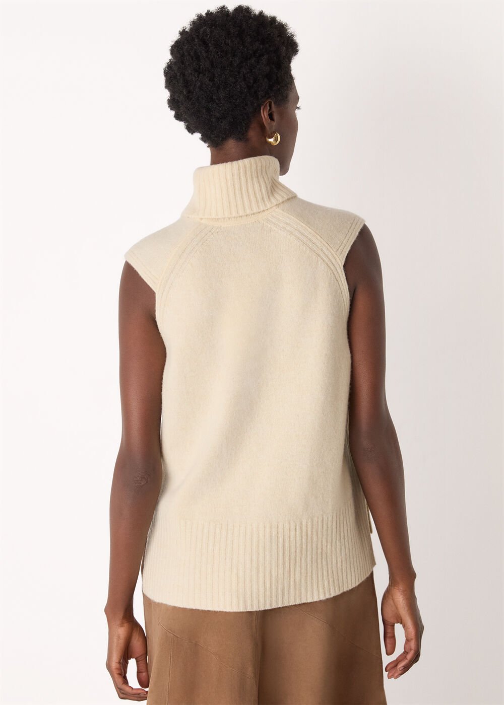 Ivory Roll Neck Detail Tank