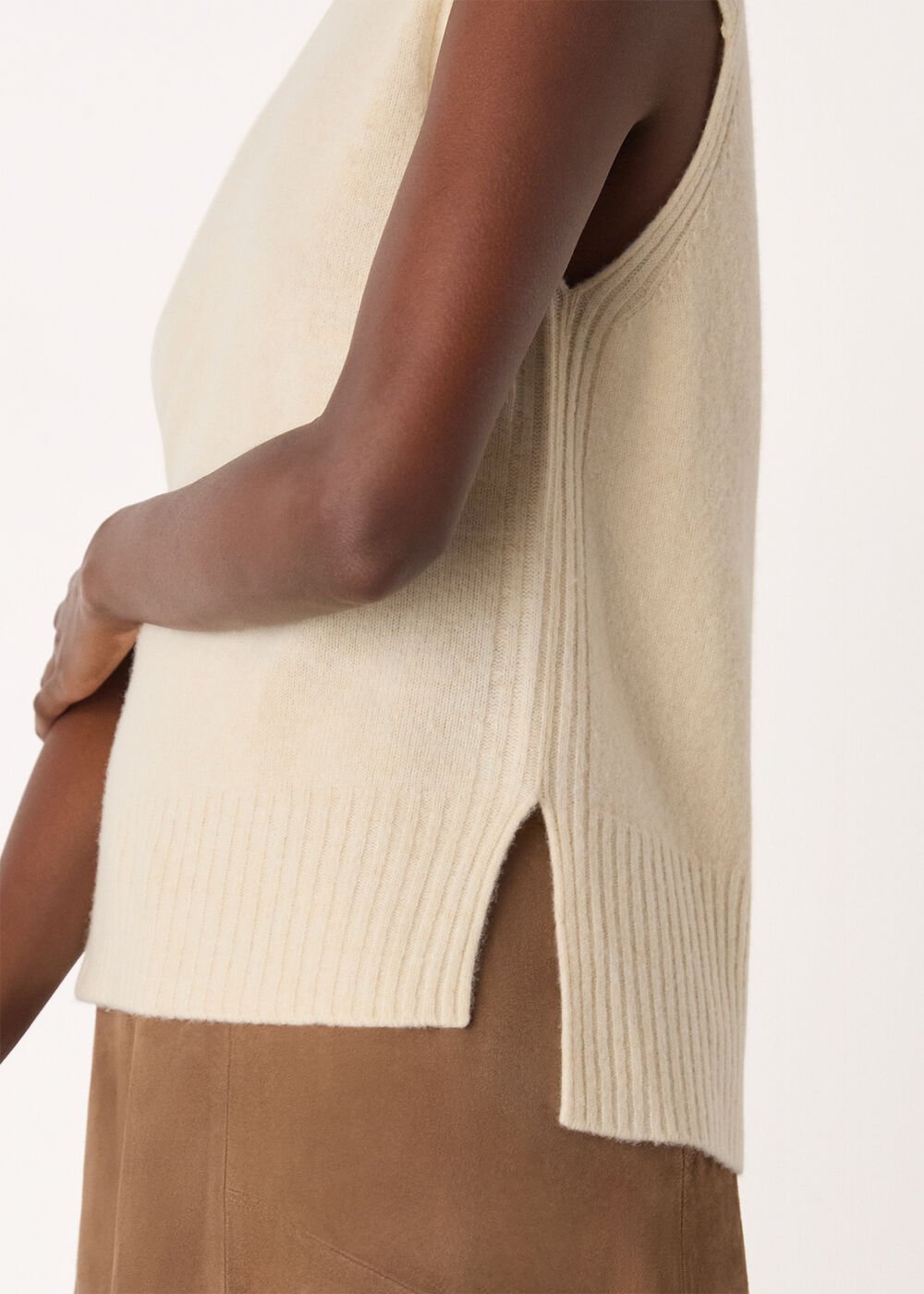 Ivory Roll Neck Detail Tank