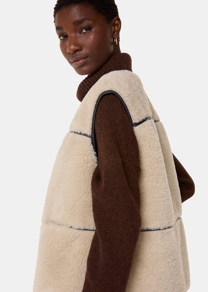 Neutral Rowena Faux Fur Waistcoat