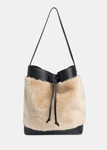 Cream/Multi Sasha Shearling Tote Bag