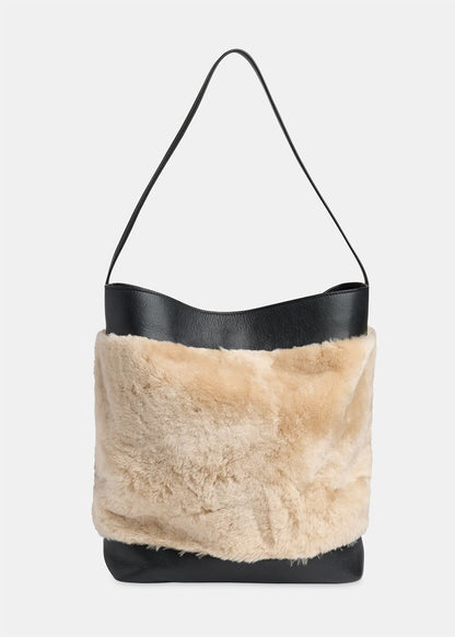 Cream/Multi Sasha Shearling Tote Bag