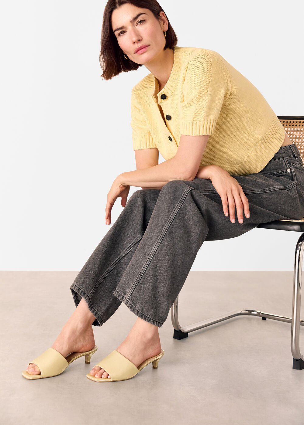 Brown Satin Slip On Heeled Mule