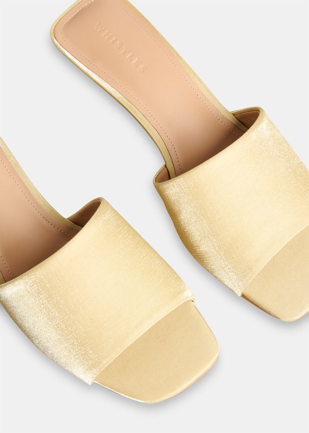 Brown Satin Slip On Heeled Mule