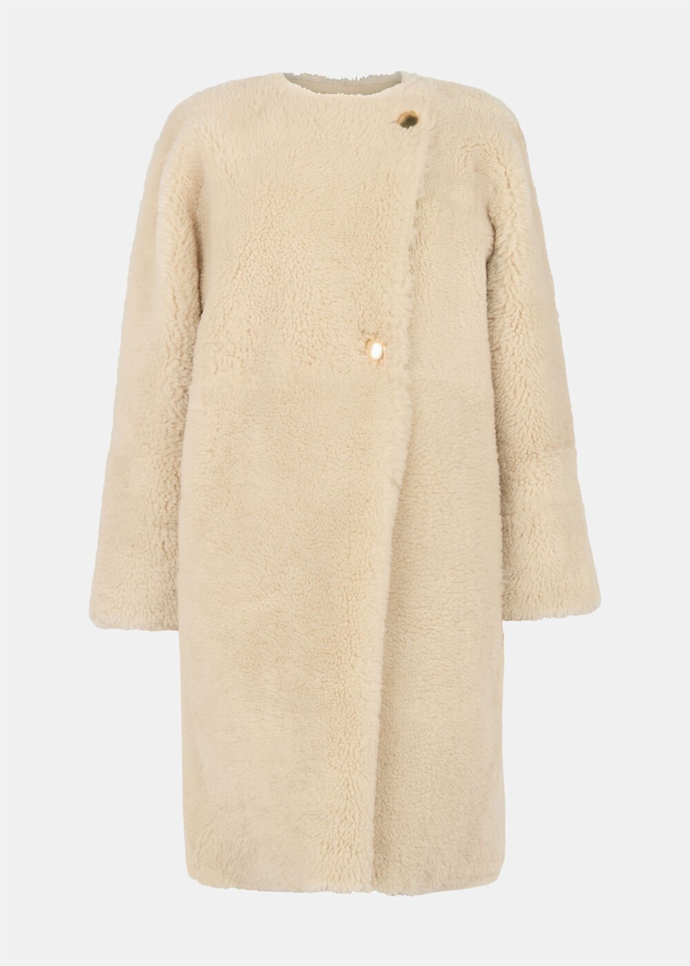 Beige Shearling Cocoon Coat