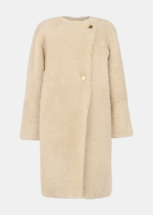 Beige Shearling Cocoon Coat