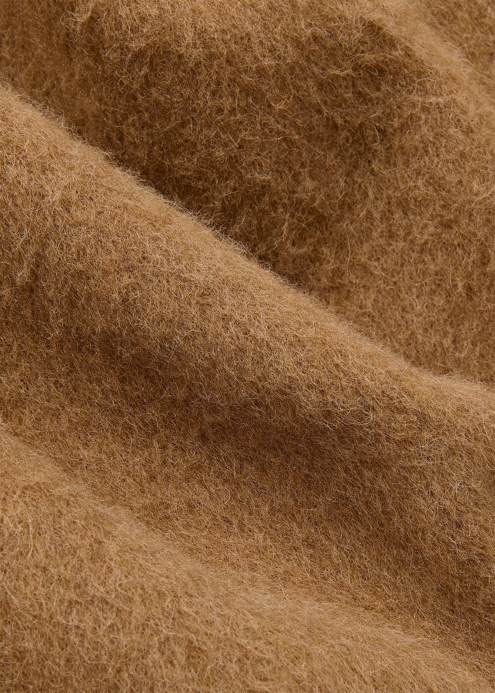 Camel Short Button Detail Wool Coat