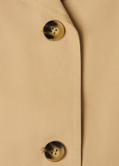 Neutral Short Cotton Trench Jacket