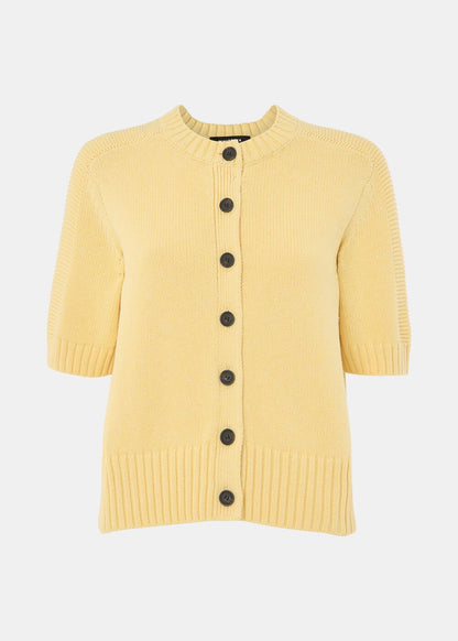 Yellow Short Sleeve Button Cardigan