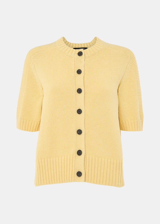 Yellow Short Sleeve Button Cardigan