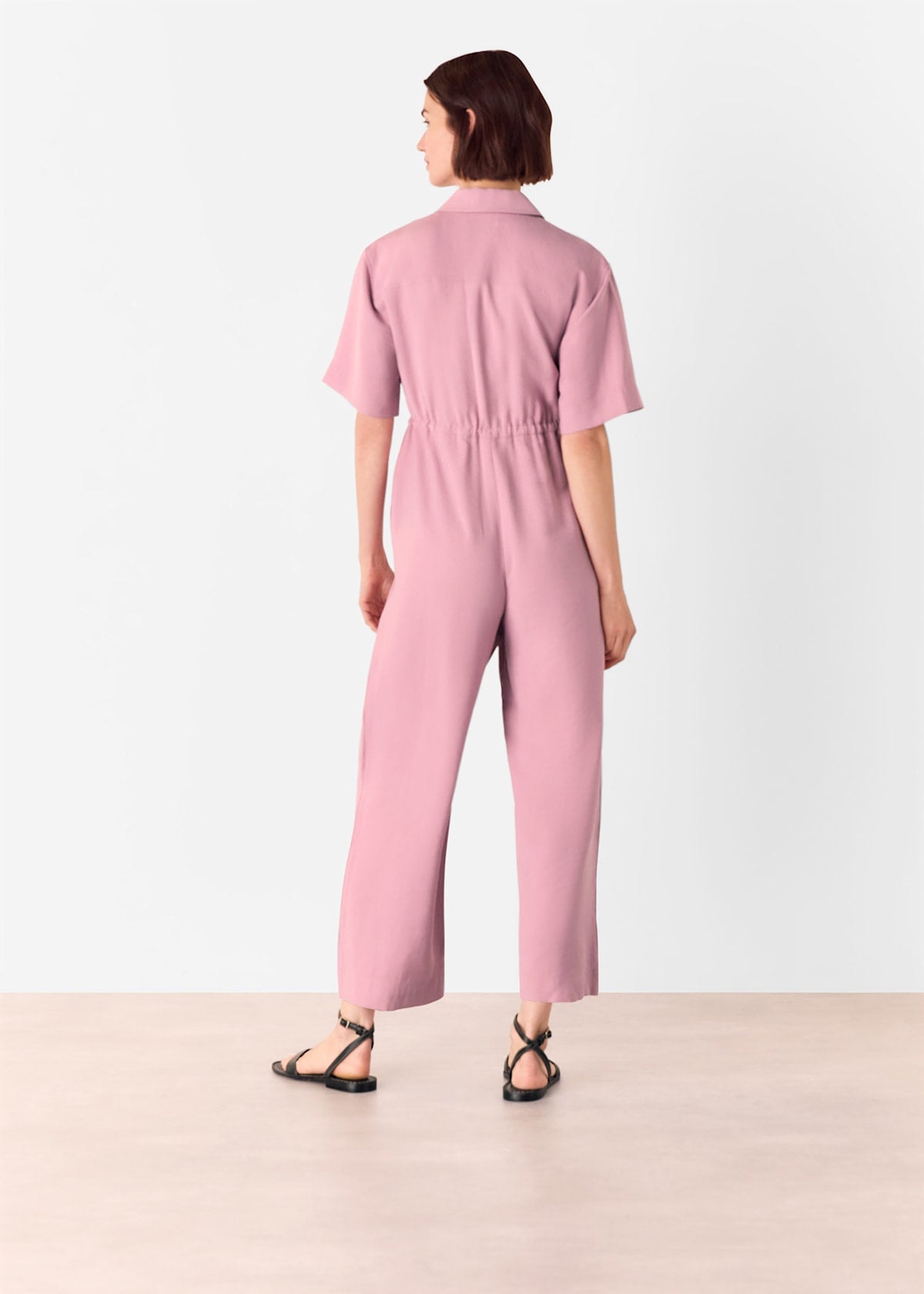 Pink Short Sleeved Utility Jumpsuit