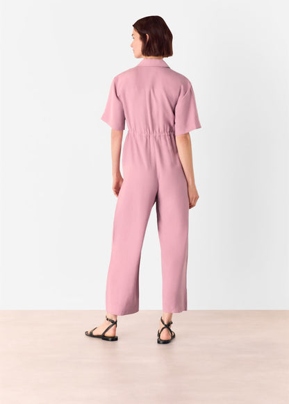 Pink Short Sleeved Utility Jumpsuit