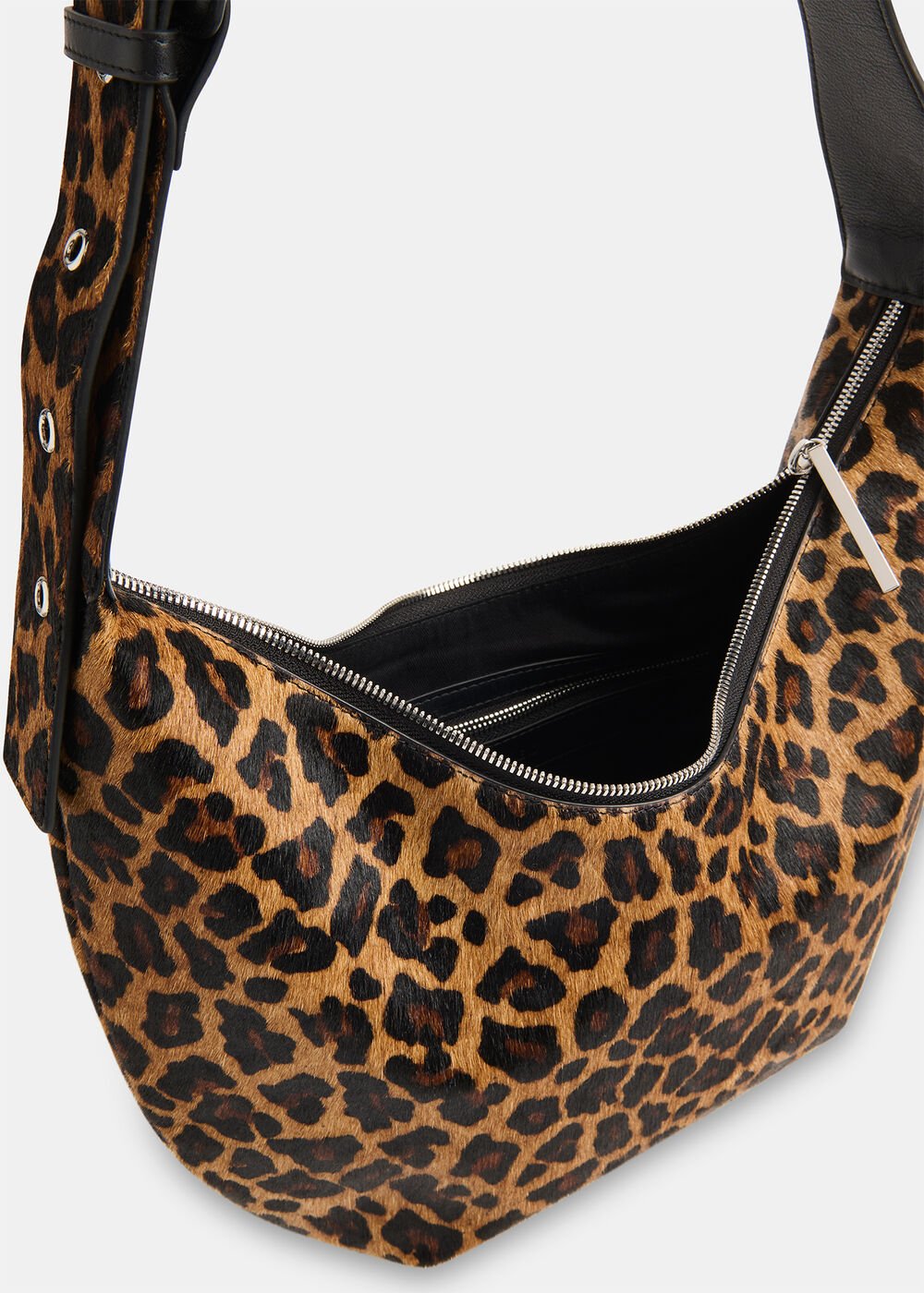 Leopard Print Sia Curved Crossbody Bag