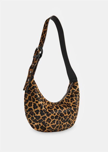 Leopard Print Sia Curved Crossbody Bag