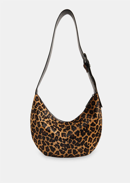 Leopard Print Sia Curved Crossbody Bag
