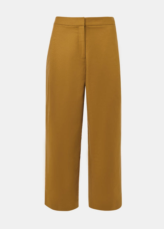 Camel Side Pleat Tapered Trouser