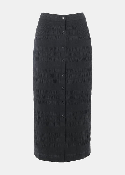 Black Sienna Plisse Midi Skirt