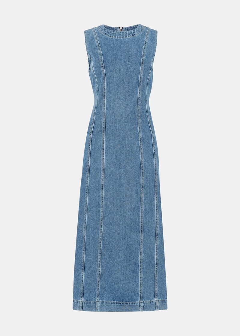 Sleeveless Denim Midi Dress