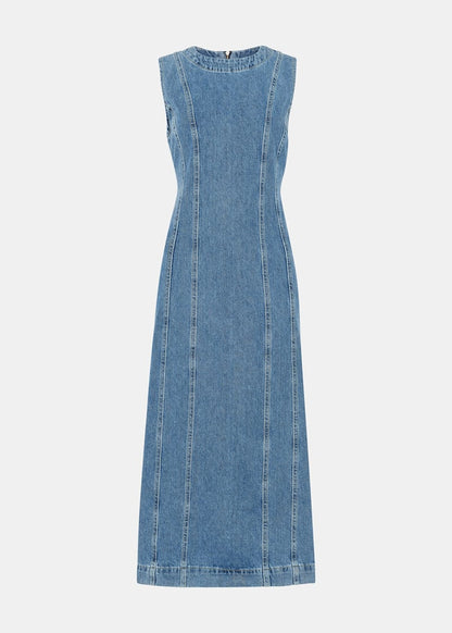 Sleeveless Denim Midi Dress