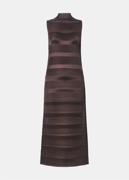 Brown Sleeveless Plisse Midi Dress