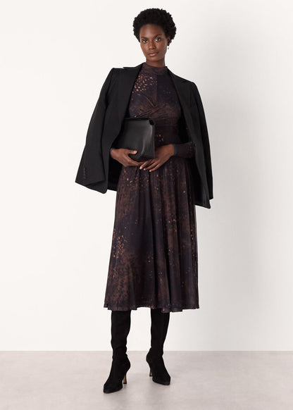 Brown/Multi Spotted Animal Mesh Dress