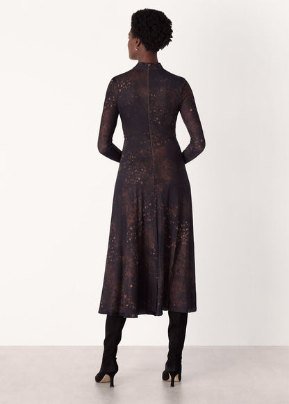 Brown/Multi Spotted Animal Mesh Dress