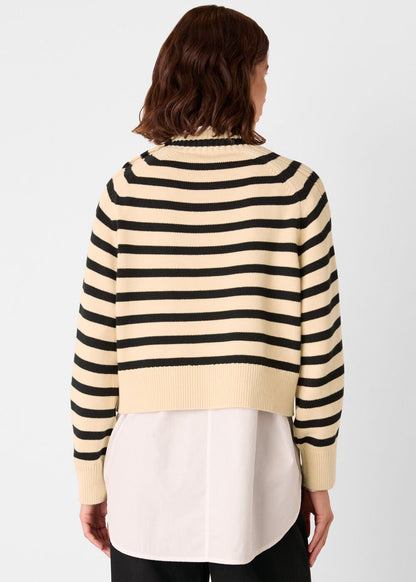 Ivory/Multi Stripe Detail Cotton Knit