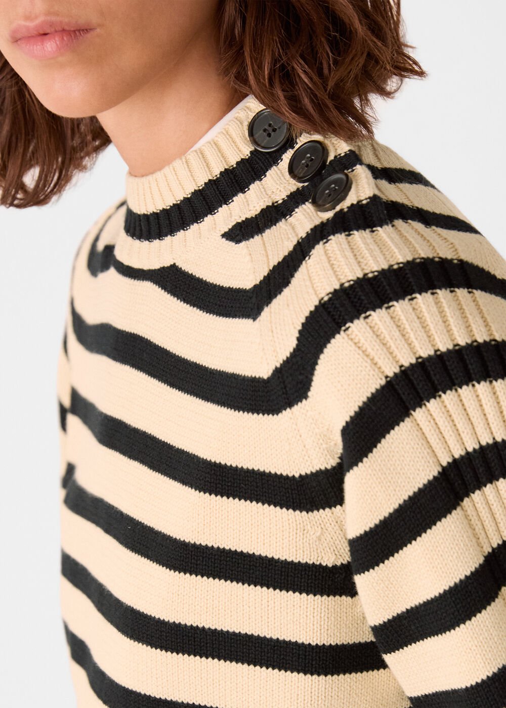Ivory/Multi Stripe Detail Cotton Knit