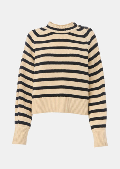 Ivory/Multi Stripe Detail Cotton Knit