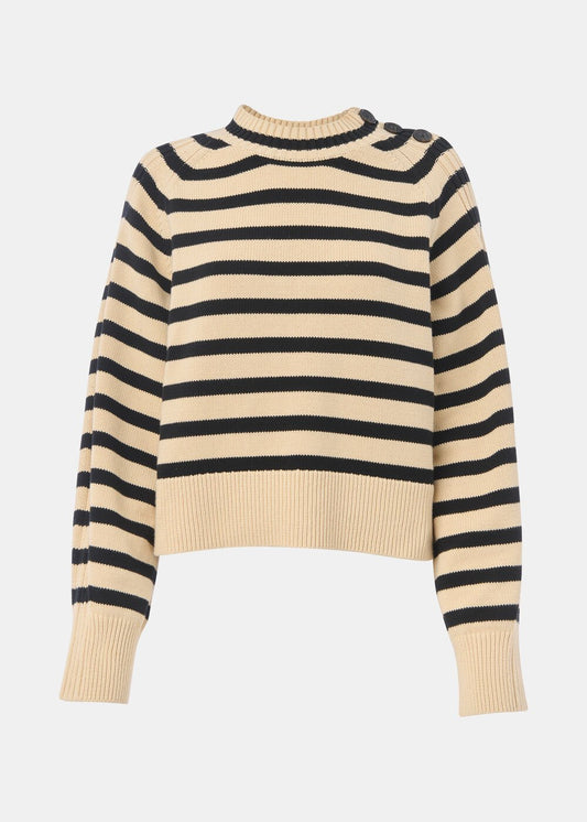 Ivory/Multi Stripe Detail Cotton Knit