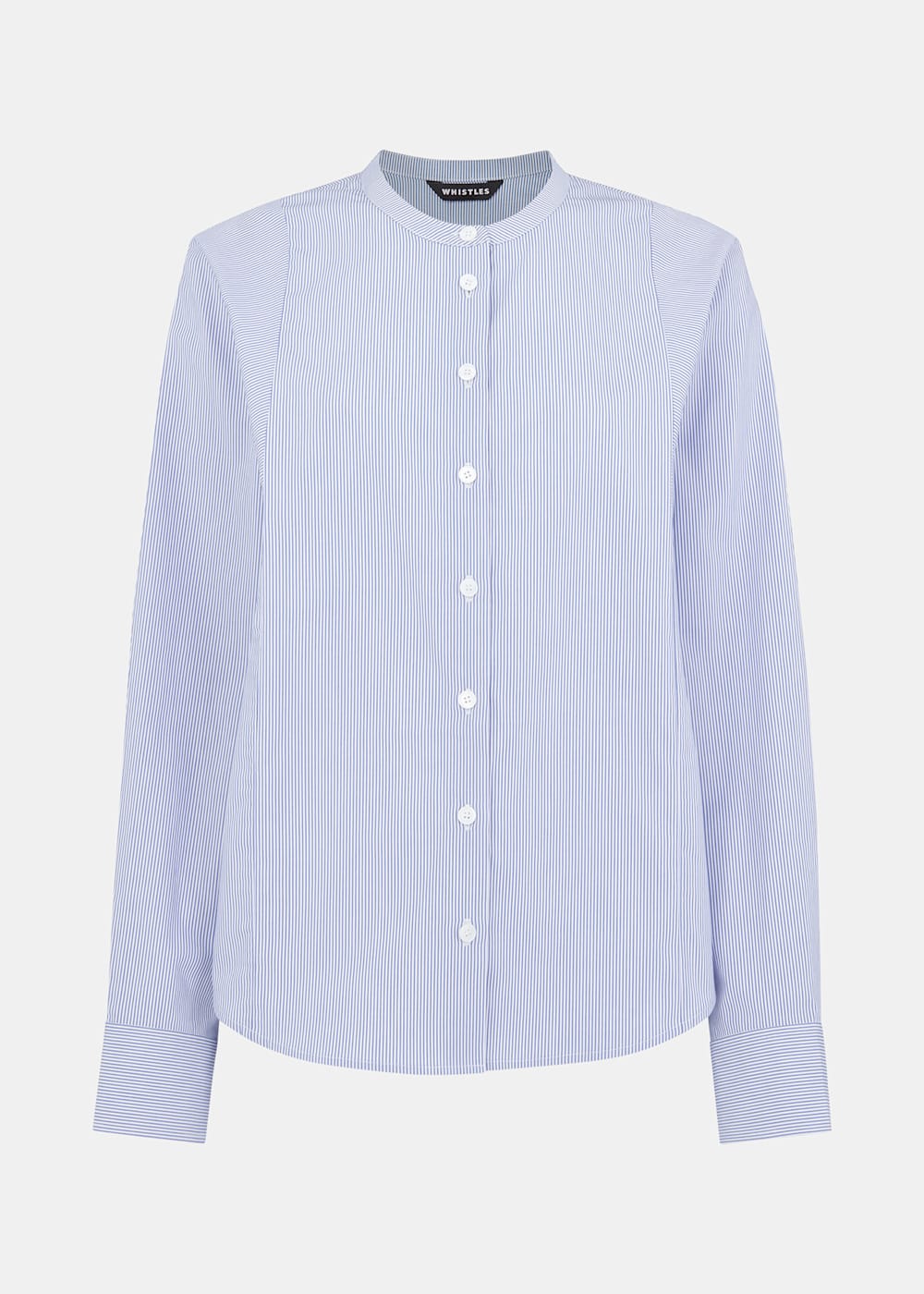 Blue/White Stripe Grandad Collar Shirt