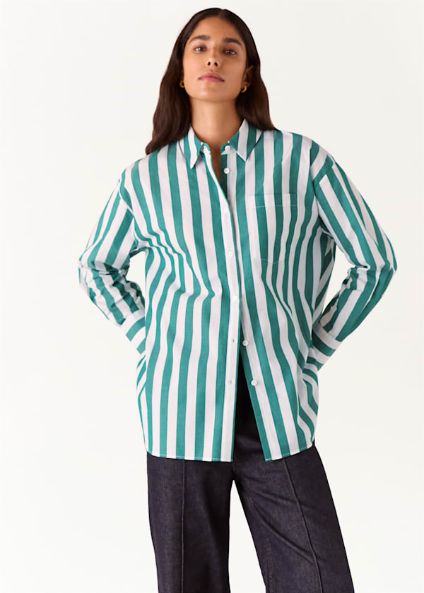 Green/Multi Stripe Oversized Shirt