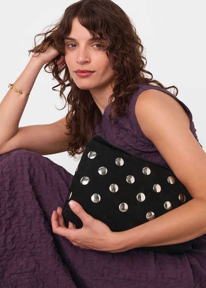 Black/Multi Fia Studded Foldtop Clutch Bag