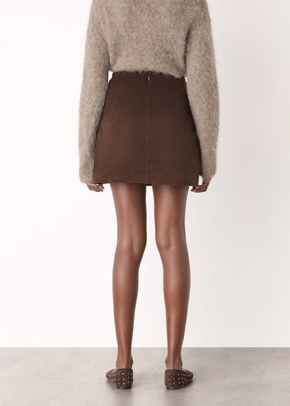 Chocolate Suede A Line Skirt