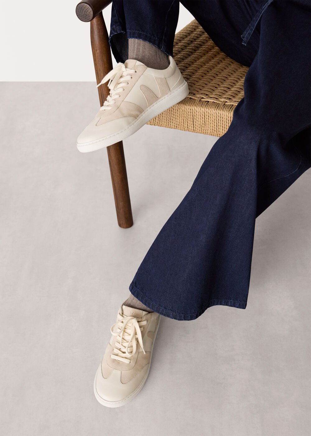 White Suede Leather Mix Trainers