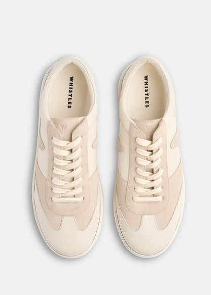 White Suede Leather Mix Trainers