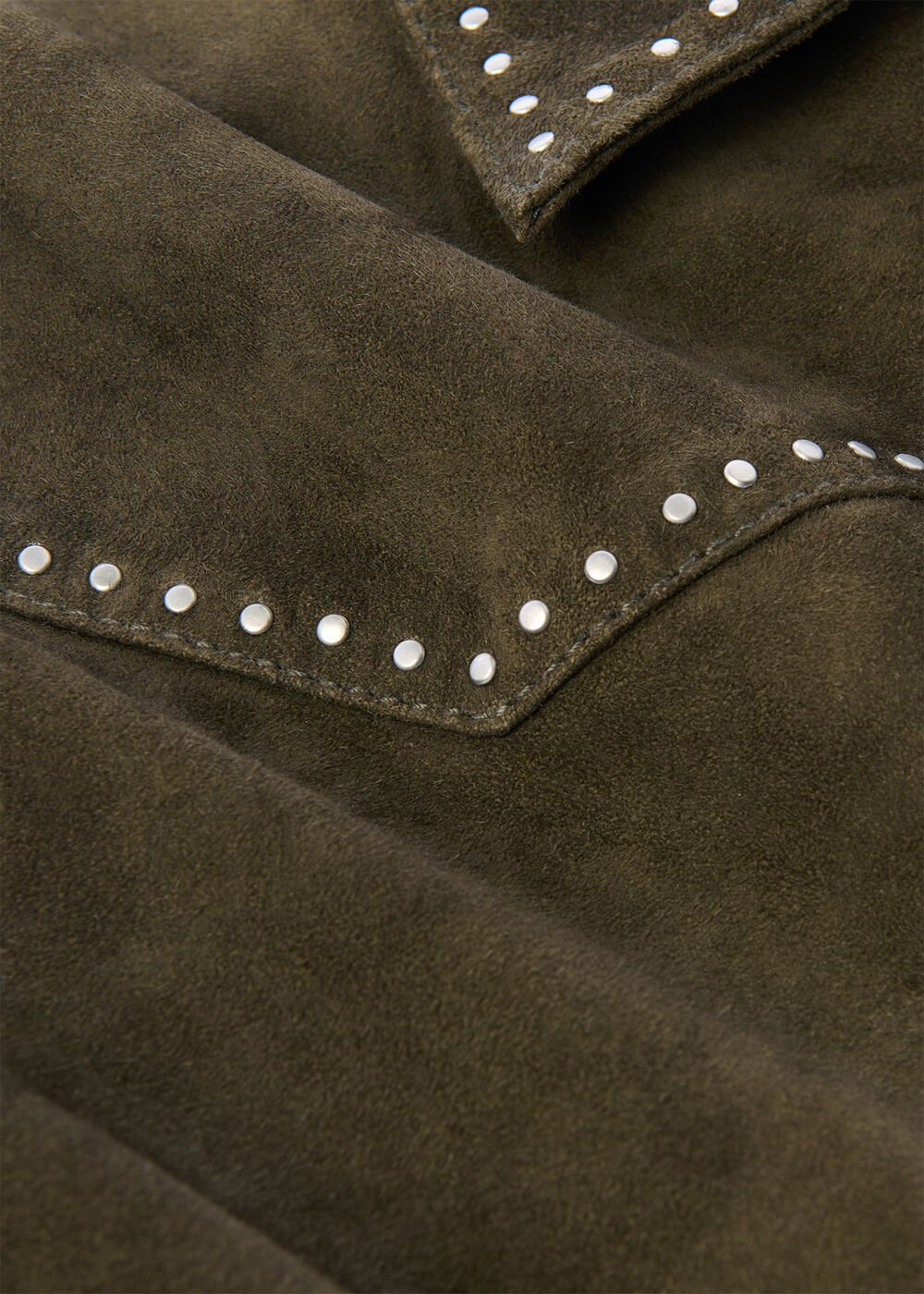Olive Suede Leather Studded Jacket