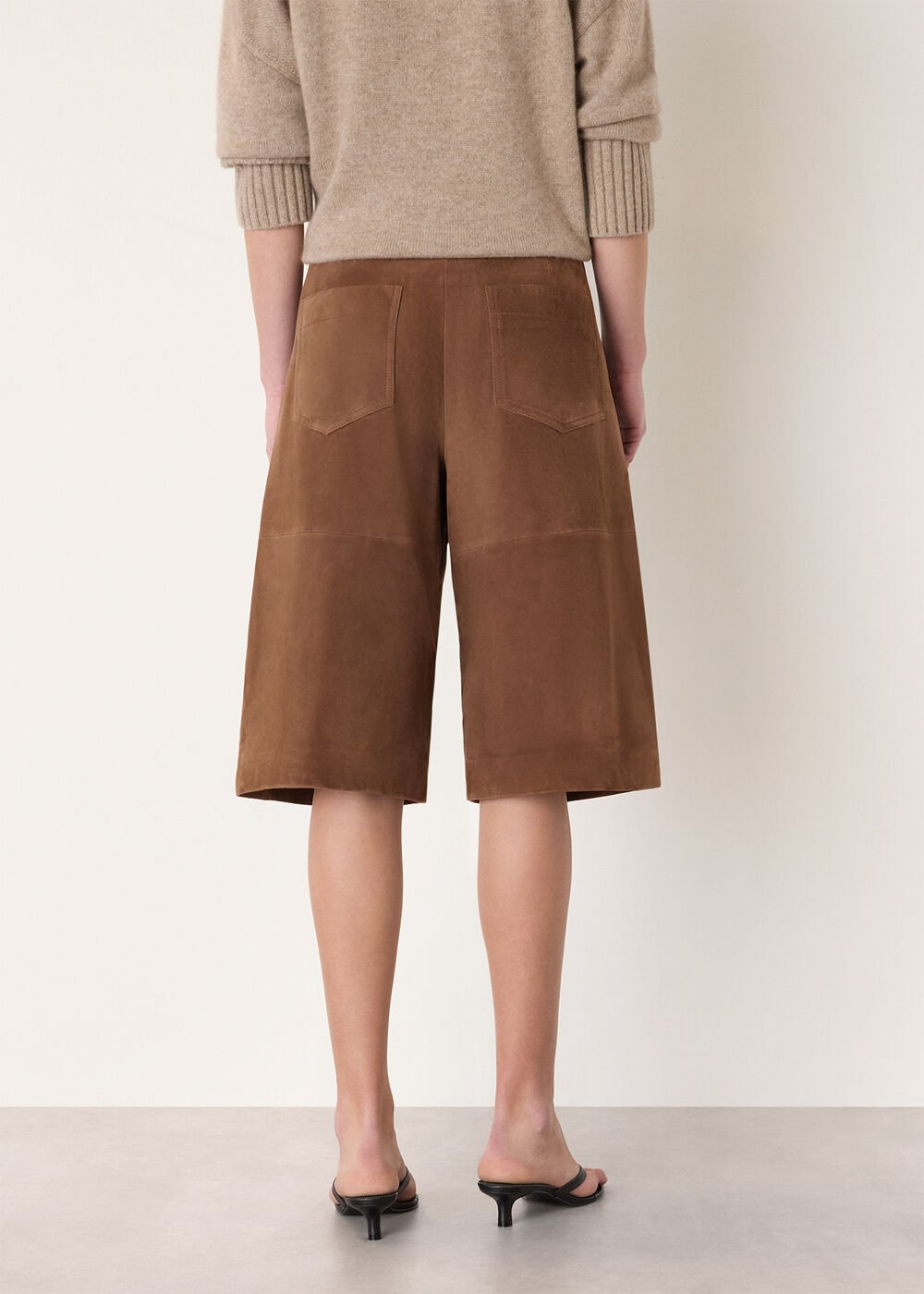 Brown Suede Longline Shorts