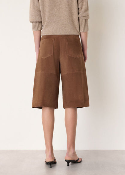 Brown Suede Longline Shorts