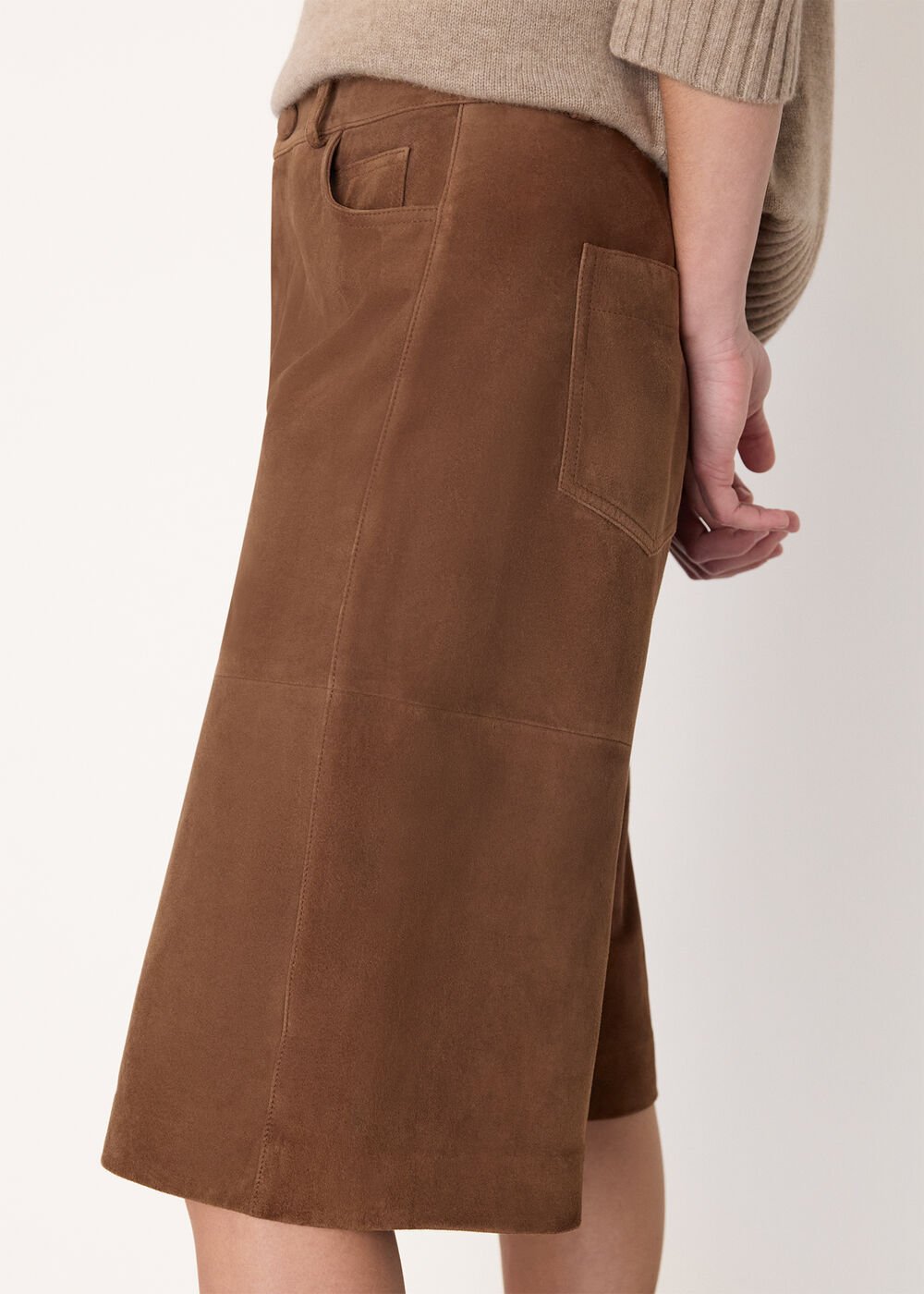 Brown Suede Longline Shorts