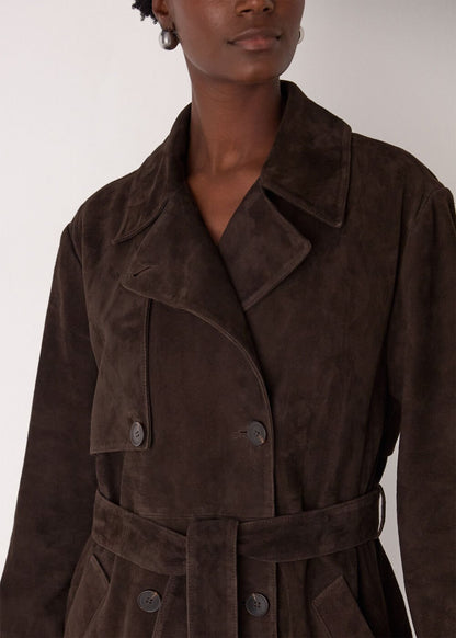 Chocolate Suede Trench Coat