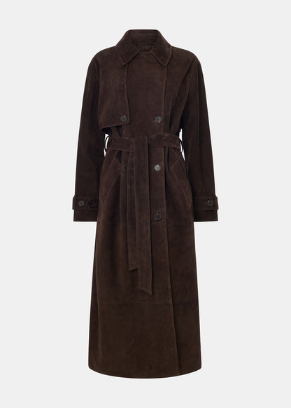 Chocolate Suede Trench Coat