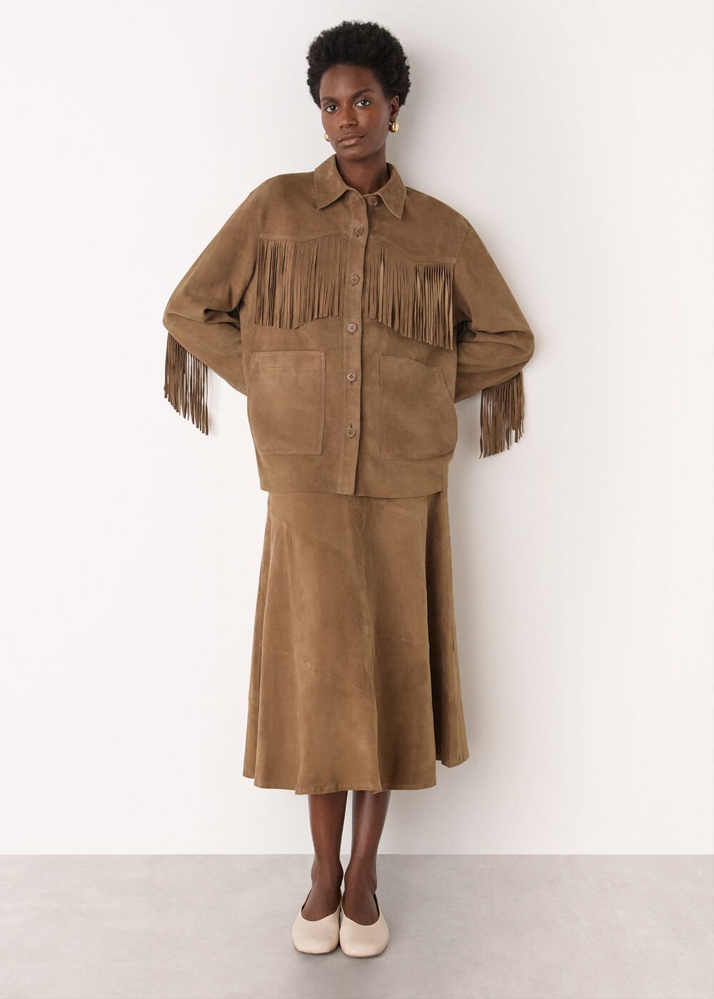 Taupe Tassel Suede Jacket