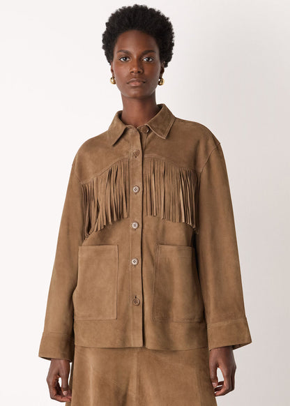 Taupe Tassel Suede Jacket