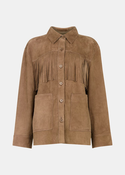 Taupe Tassel Suede Jacket