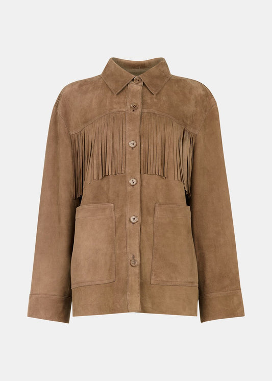 Taupe Tassel Suede Jacket
