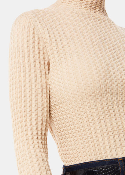 Ivory Textured Detail High Neck Knit