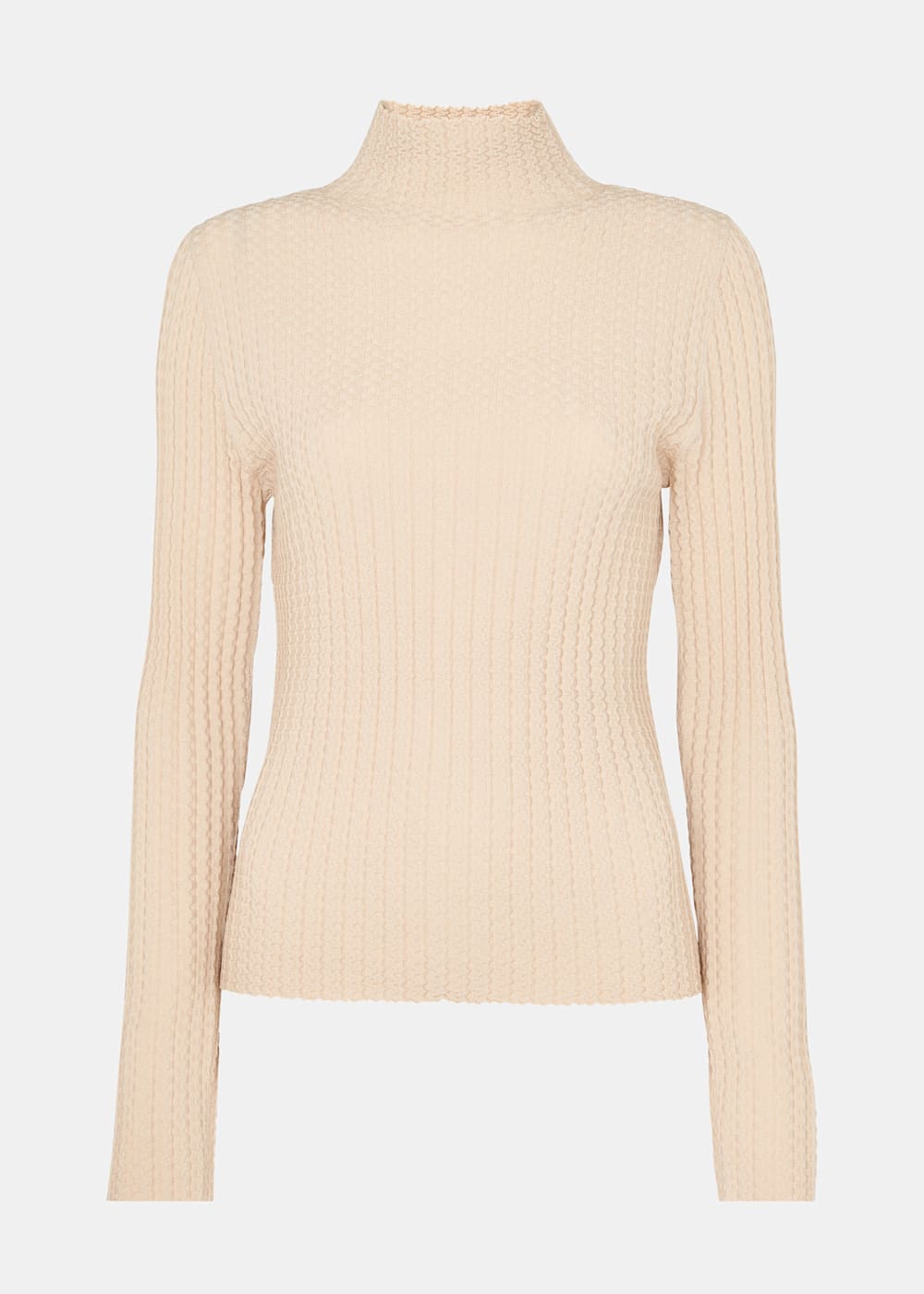 Ivory Textured Detail High Neck Knit