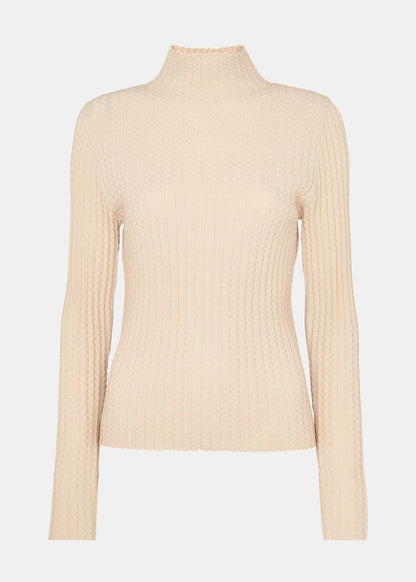 Ivory Textured Detail High Neck Knit